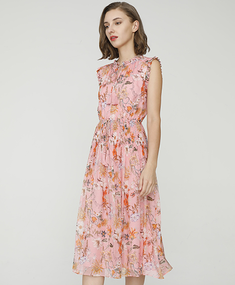 2024 Spring Summer - Floral print silk-chiffon dress